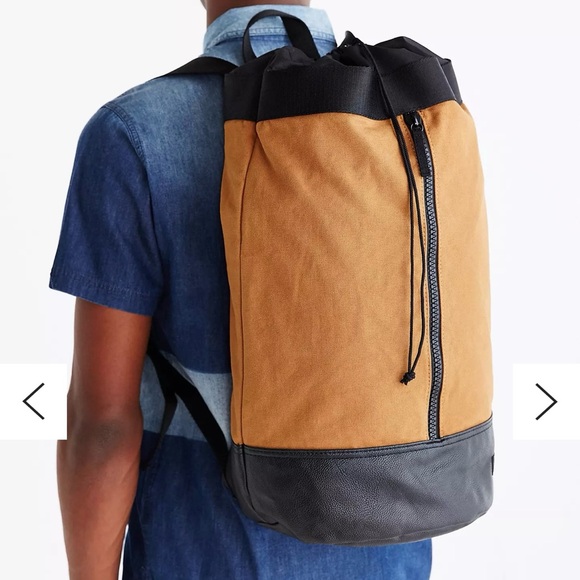 Cinch Bucket Rucksack Backpack Tan and Black - Picture 6 of 9